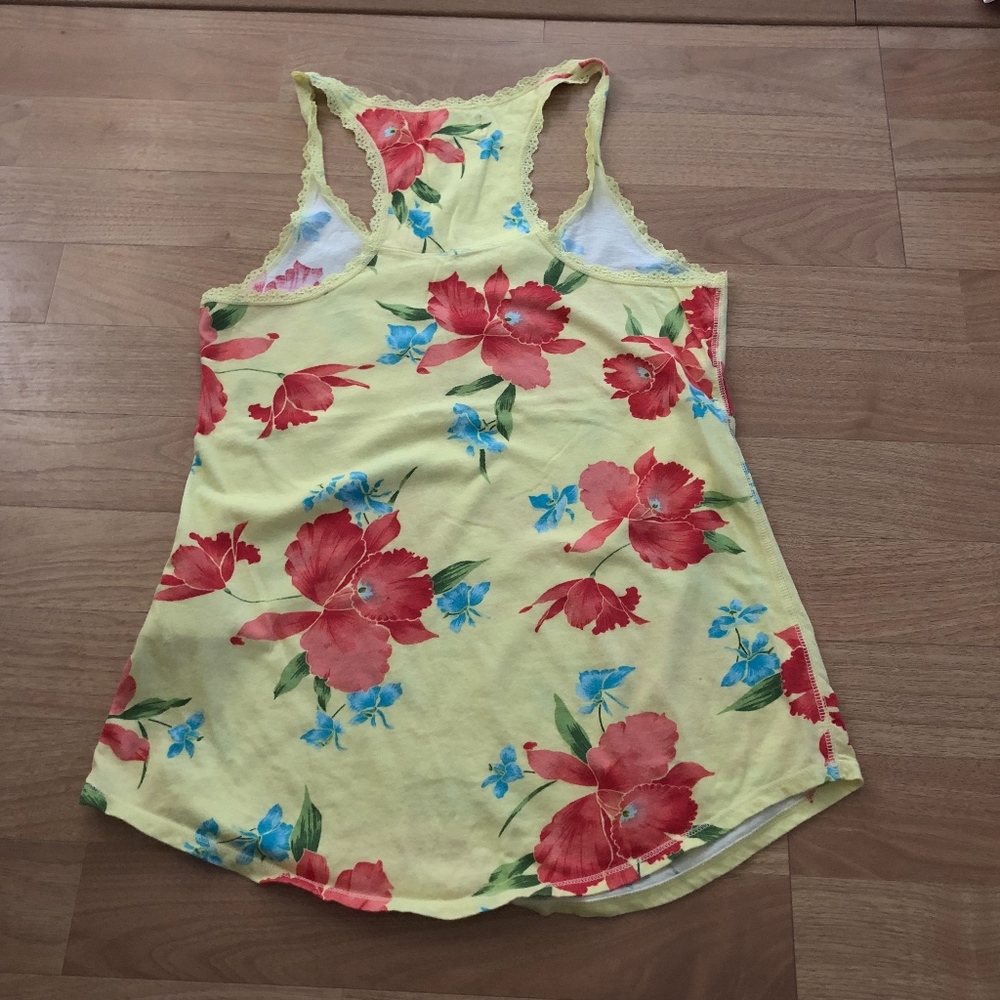 Hollister Yellow Floral Cotton Racerback Tank - Picture 2 of 4